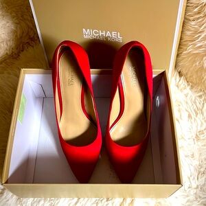 Red , satin evening heels. Used once, good condition and very comfortable.